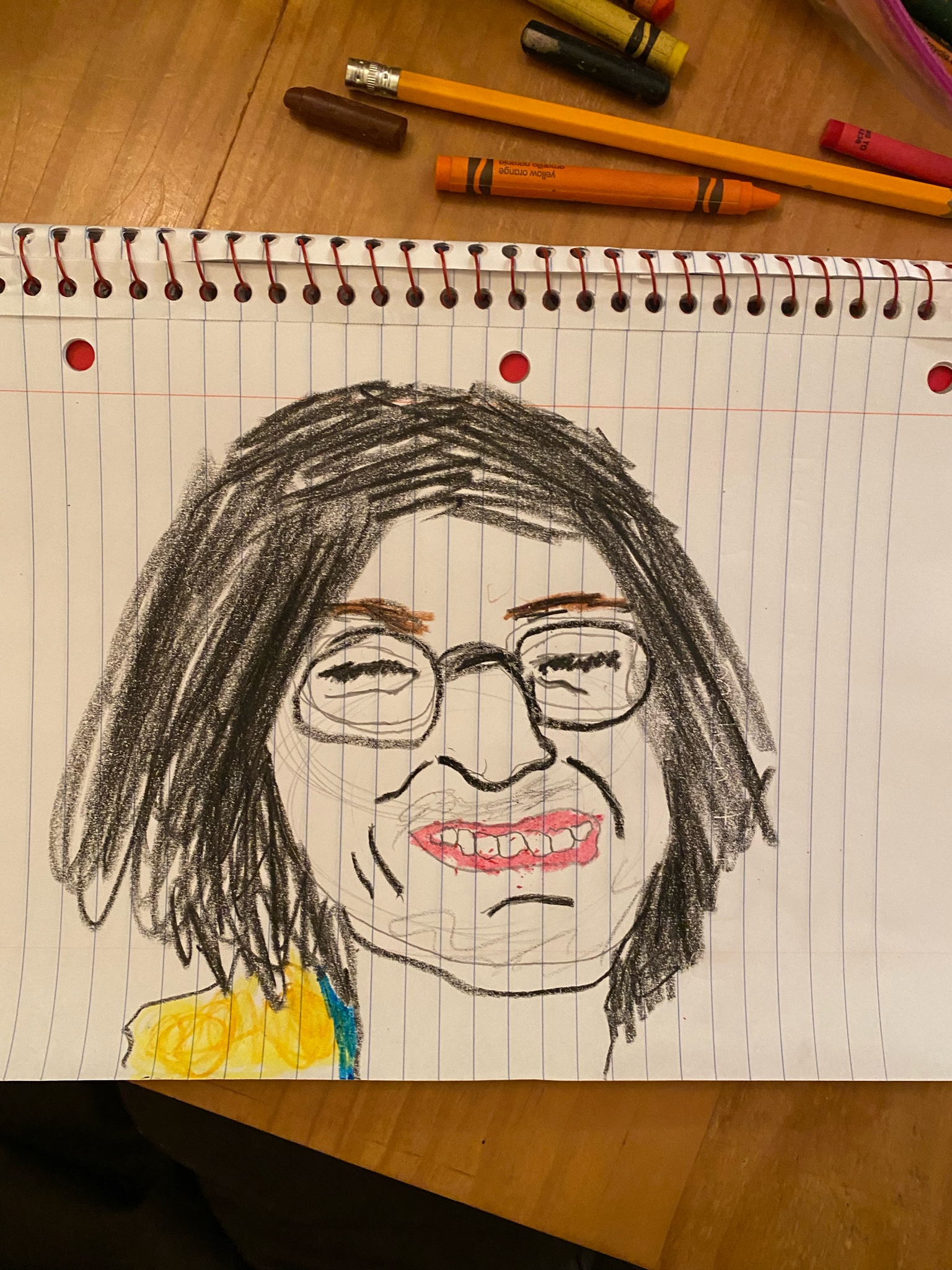 Self Portrait, crayon.