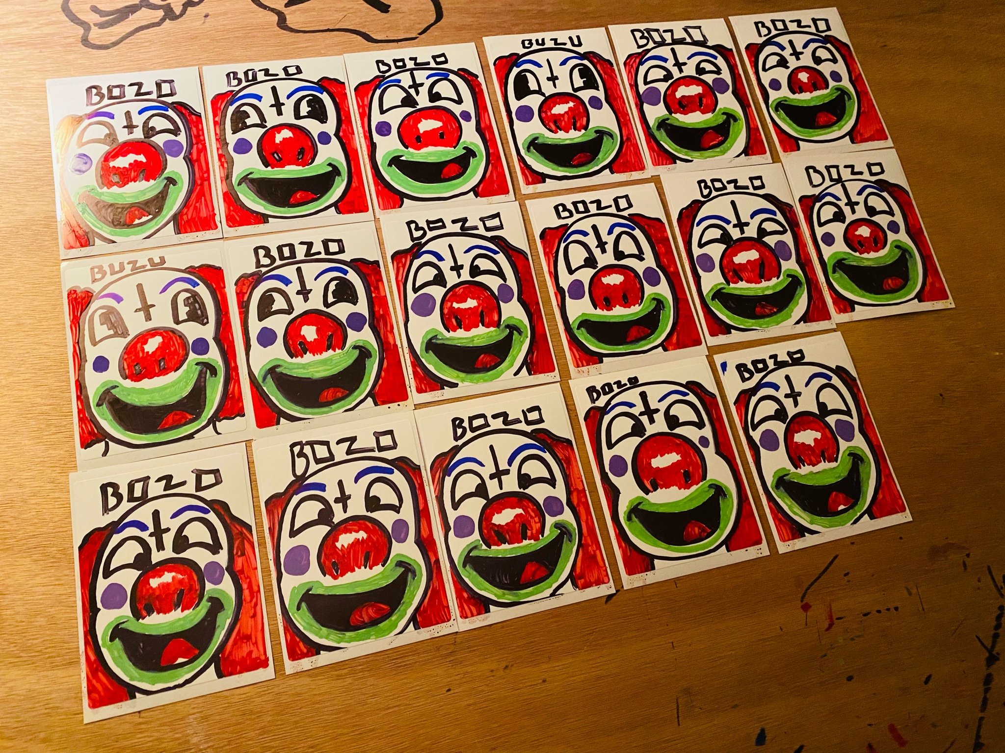 Bozo Stickers, marker.