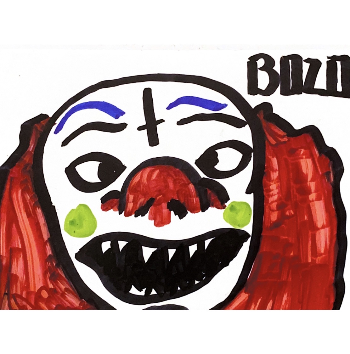 Bozo Sticker, marker.