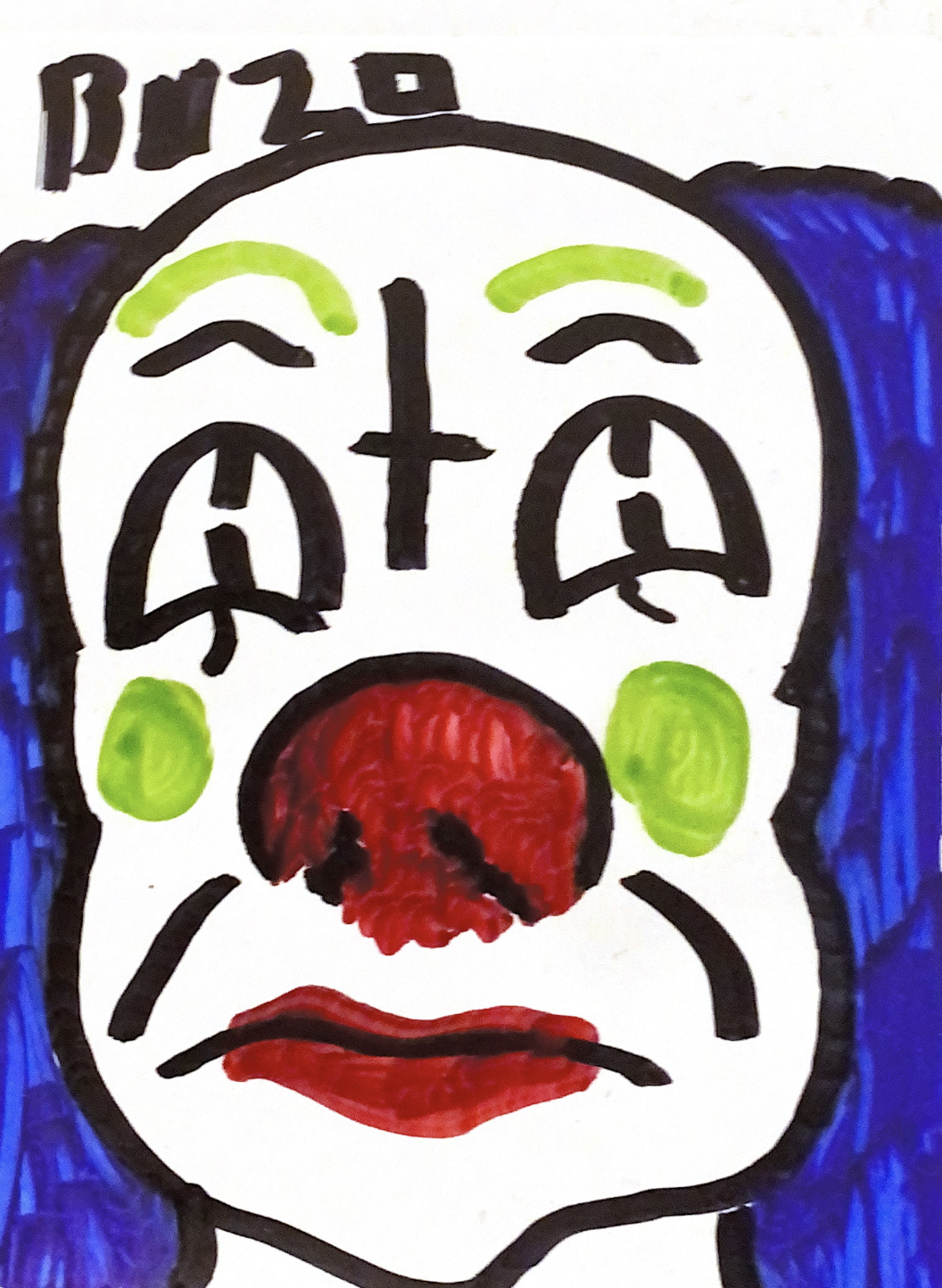 Bozo Sticker, marker.