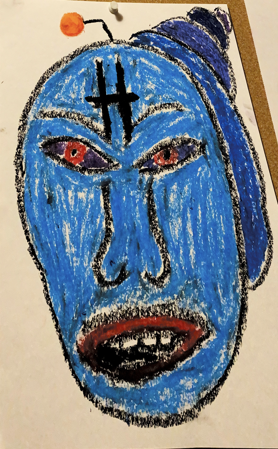 Evil Worm, oil pastels