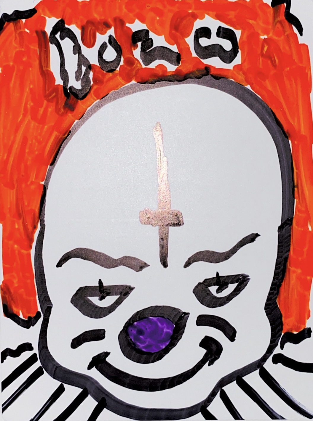 Bozo Sticker, marker.