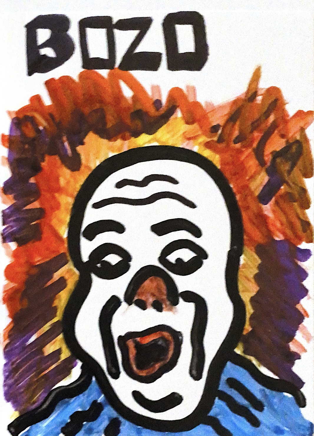 Bozo Sticker, marker.